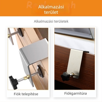 Fiókpanelhez készült G-alakú rögzítő klip és csúszásmentes párna a felület védelmére