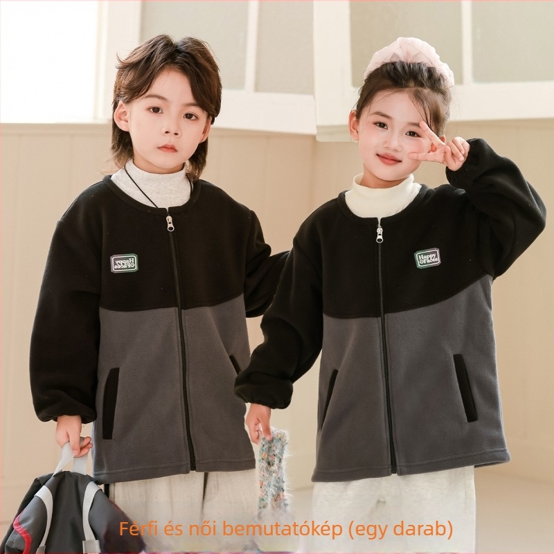 Gehuazi Gyermekeknek fleece-betéttes vízálló külsőruha ősz-télre, uniszex iskolai egyenruha kabát