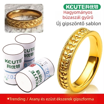 Gipszöntő forma gyűrűhöz – búzaszem mintával, aratás dizájn, motívum béke, uniszex pár gyűrű, ékszerkészítő eszköz, alkalmazható aranyékszer eszközökre