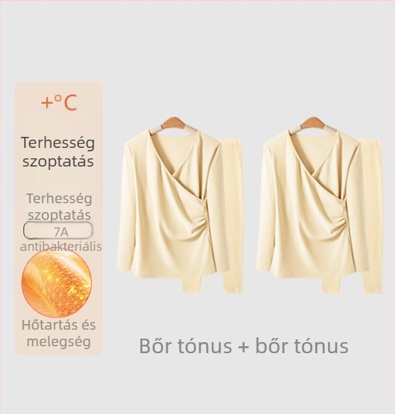 Kismama termikus alsó–felső készlet vastag plüss bélésével, őszi–téli szezonra, szoptatós felsővel