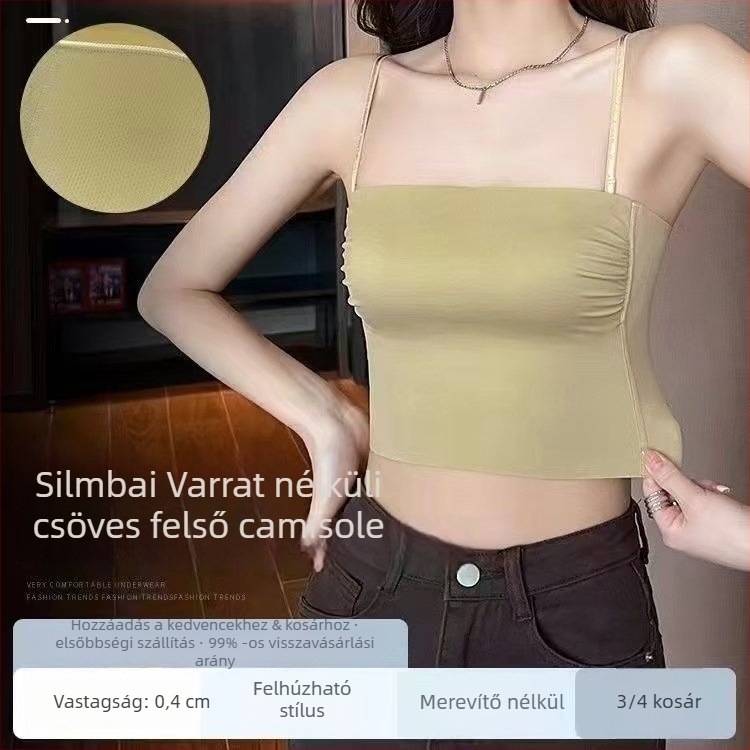 Innili vállpánt nélküli, seamless női melltartó, egyszerű, sokoldalú, szép hátsó rész, levehető vállpántok, vékony nyári stílus