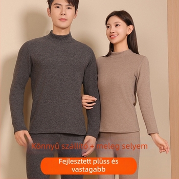 Pár téli termál alsóruha készlet – overlay velúr, fleece bélés, dupla réteg, fél-nyakú gallér, rendkívül vast anyag
