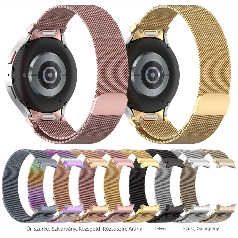 Samsung Galaxy Watch4/5/6/7-hez Milánói mágneses acélszíj – Minimalista stílus, 20/22 mm interfész szélesség, 38 g tömeg