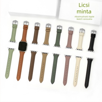 Valódi bőrből készült Apple Watch szíj Lychee textúrával, hossz 215 mm, szélesség 22 mm, kompatibilis az 1–11-es sorozattal és SE-vel