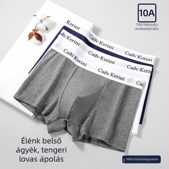 Férfi pamut boxeralsó, antibakteriális, középmagasság, egyszínű
