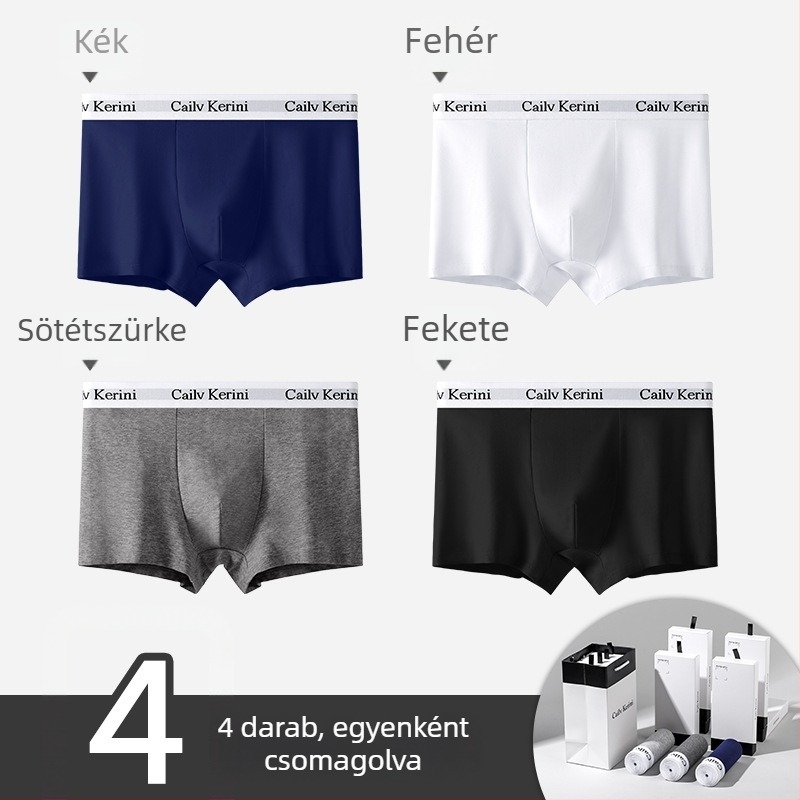 Férfi pamut boxeralsó, antibakteriális, középmagasság, egyszínű