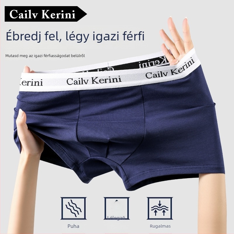 Férfi pamut boxeralsó, antibakteriális, középmagasság, egyszínű