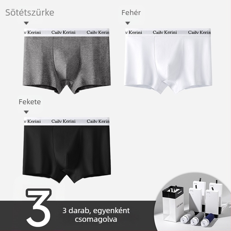 Férfi pamut boxeralsó, antibakteriális, középmagasság, egyszínű