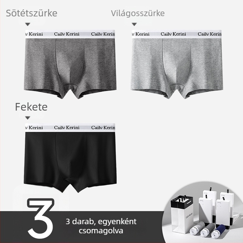 Férfi pamut boxeralsó, antibakteriális, középmagasság, egyszínű