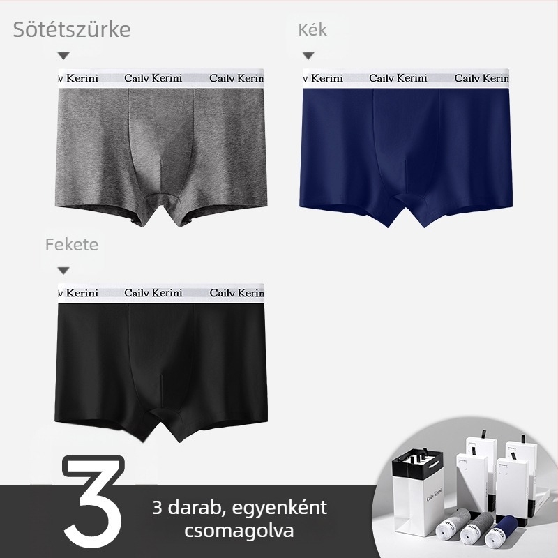 Férfi pamut boxeralsó, antibakteriális, középmagasság, egyszínű