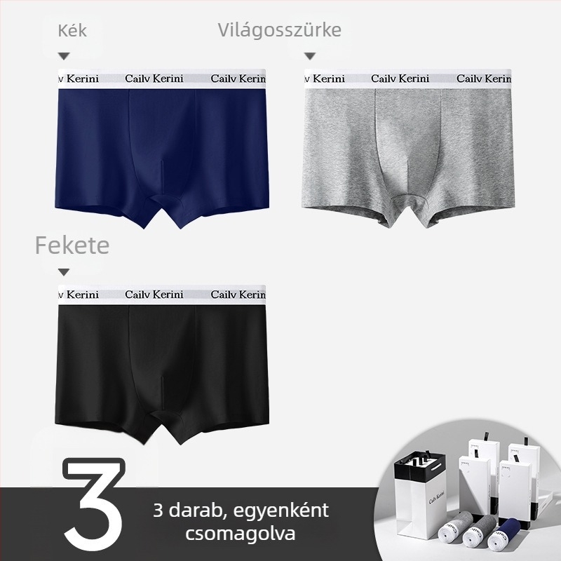 Férfi pamut boxeralsó, antibakteriális, középmagasság, egyszínű