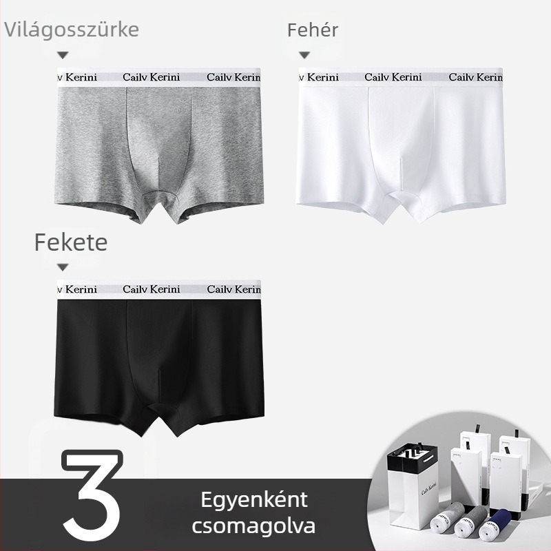 Férfi pamut boxeralsó, antibakteriális, középmagasság, egyszínű