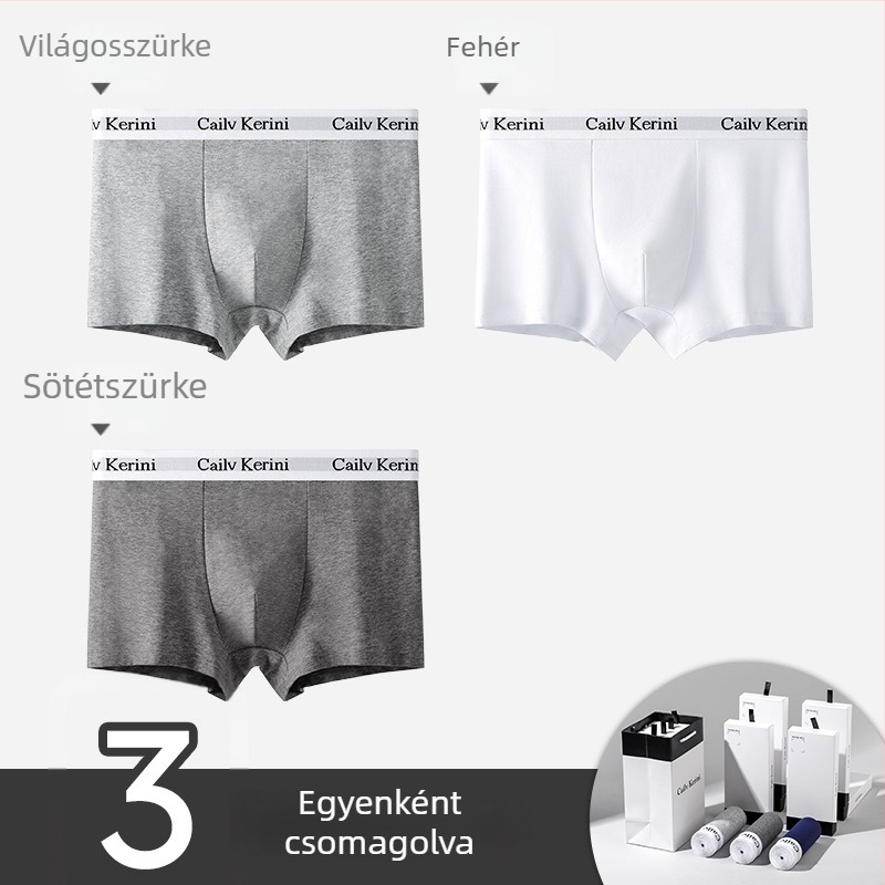 Férfi pamut boxeralsó, antibakteriális, középmagasság, egyszínű