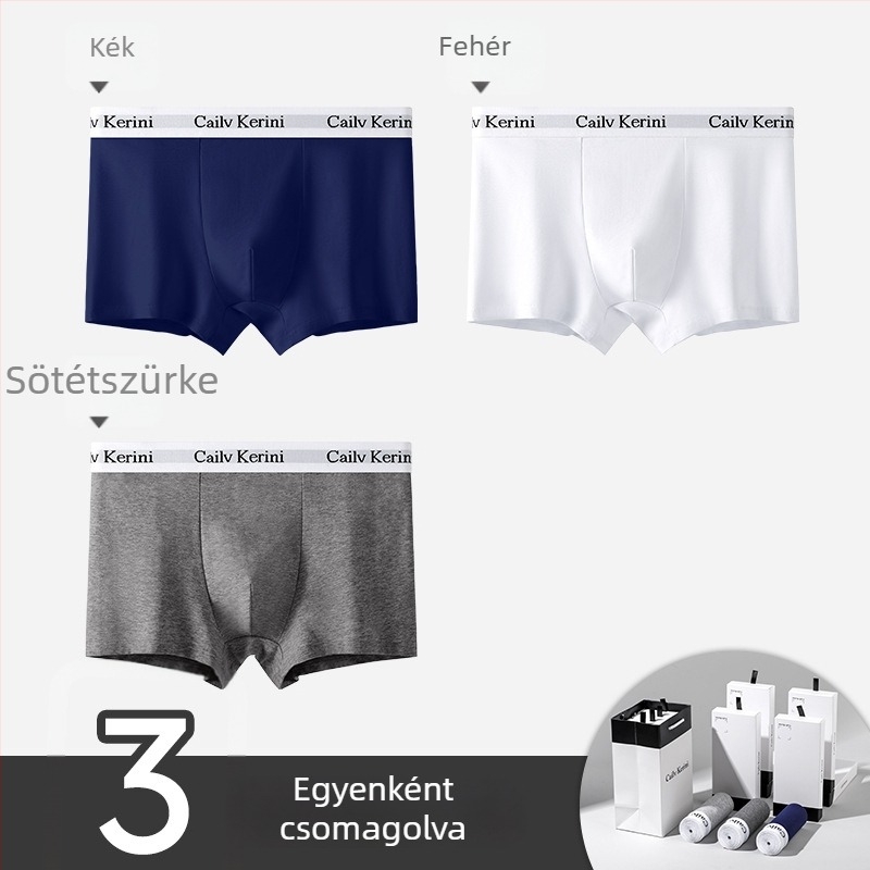 Férfi pamut boxeralsó, antibakteriális, középmagasság, egyszínű