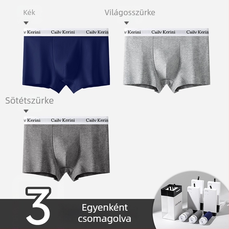 Férfi pamut boxeralsó, antibakteriális, középmagasság, egyszínű