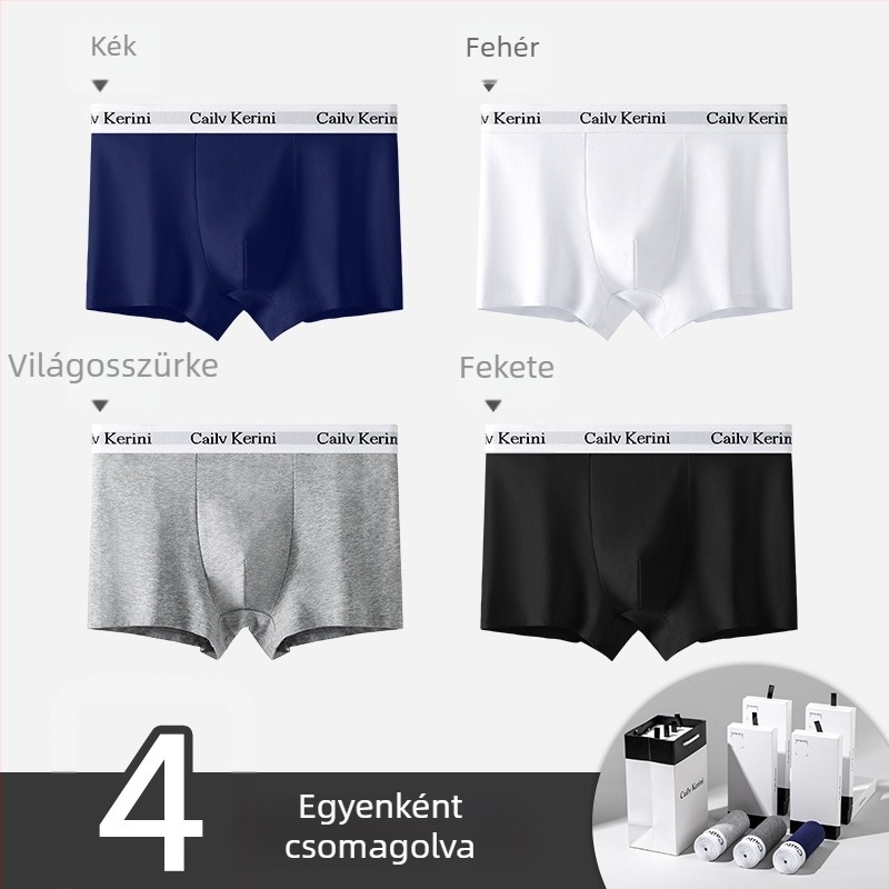 Férfi pamut boxeralsó, antibakteriális, középmagasság, egyszínű