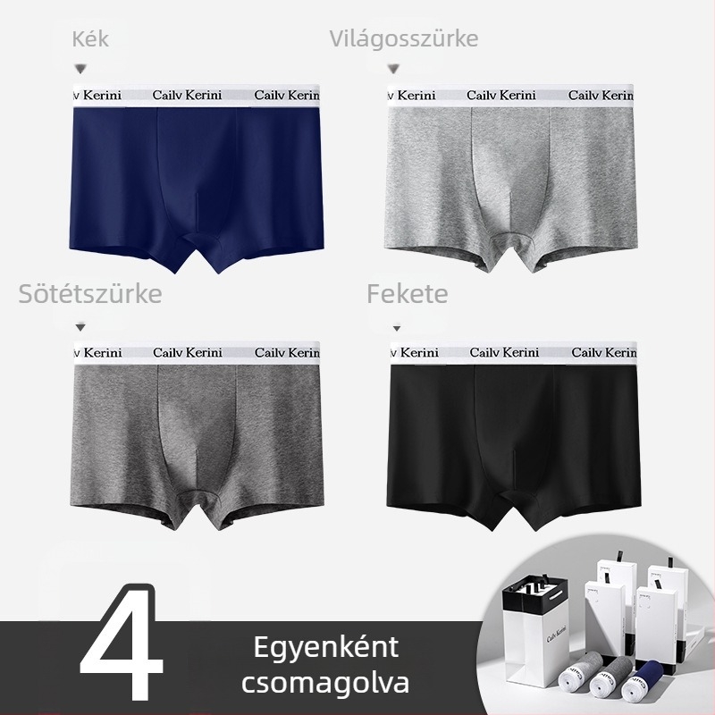 Férfi pamut boxeralsó, antibakteriális, középmagasság, egyszínű