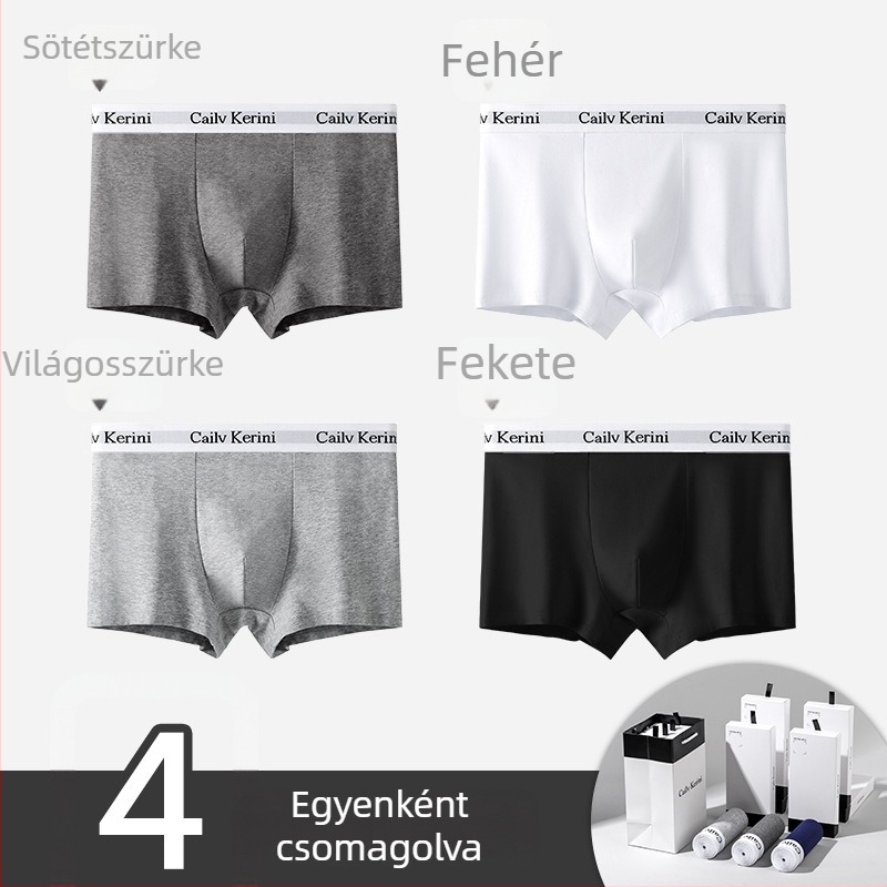 Férfi pamut boxeralsó, antibakteriális, középmagasság, egyszínű