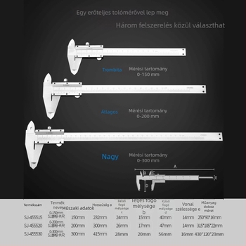Vernier tolómérő digitális kijelzővel - nagy pontosságú, rozsdamentes acél, ipari osztály, magasság és mélység mérés