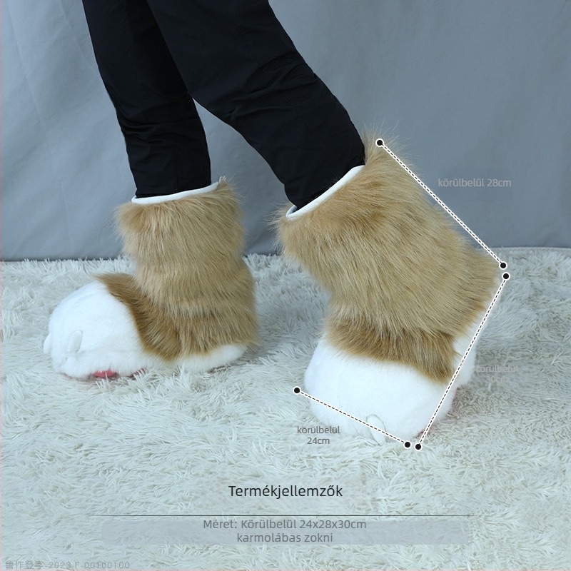 Fursuit plüss mancs zokni, kézzel készített, készleten, felnőtteknek