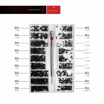 Mikrocsavar készlet órákhoz, szemüvegekhez és noteszgépekhez — szénacél, Gb834 szabvány