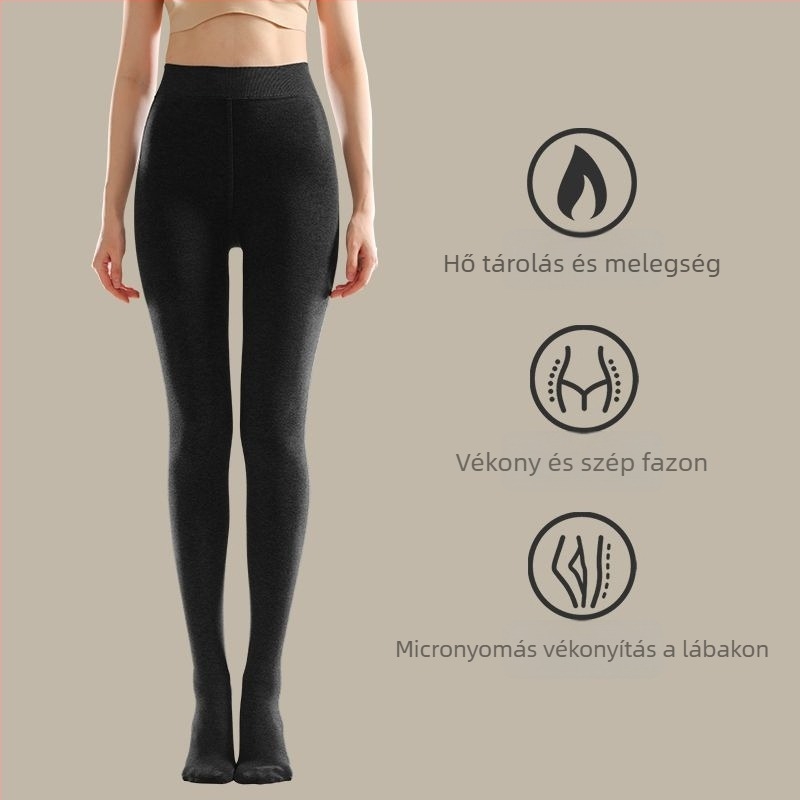 Női háromnegyedes hosszúságú harisnyanadrág fleece béléssel, meleg, laza szabású