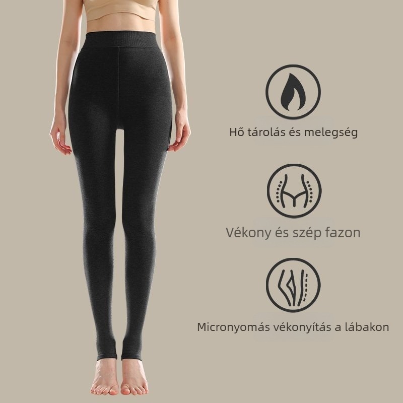 Női háromnegyedes hosszúságú harisnyanadrág fleece béléssel, meleg, laza szabású