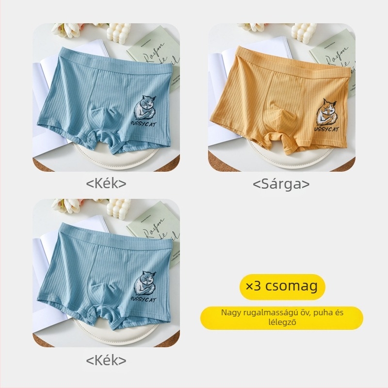 Férfi boxeralsó – pamut, lélegző, középmagas derekú, állatmintás, kötött