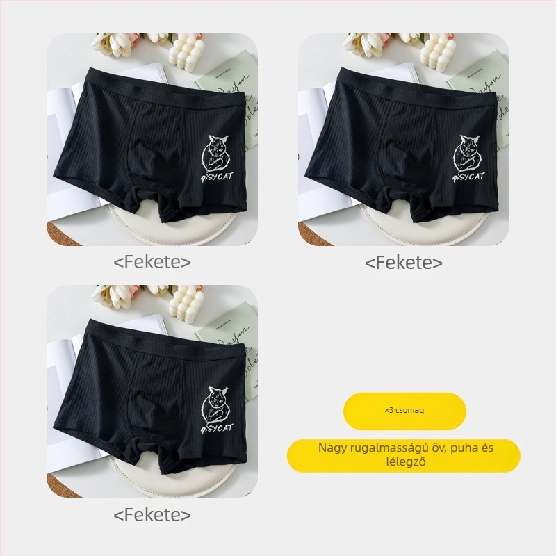 Férfi boxeralsó – pamut, lélegző, középmagas derekú, állatmintás, kötött