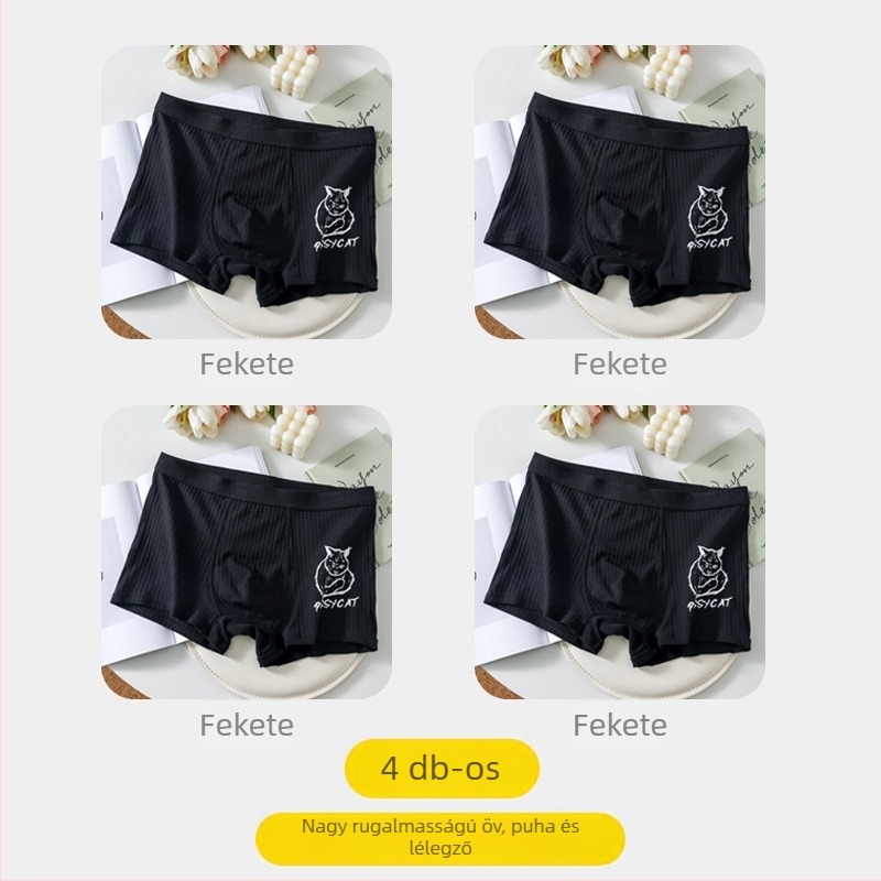 Férfi boxeralsó – pamut, lélegző, középmagas derekú, állatmintás, kötött