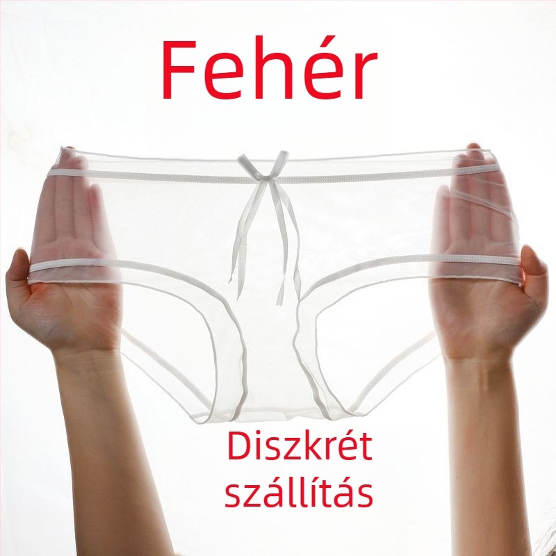 Női crotchless hálószövetes csipkés bugyi, varrás nélküli, ultra vékony, középmagas derekú, plusz méret