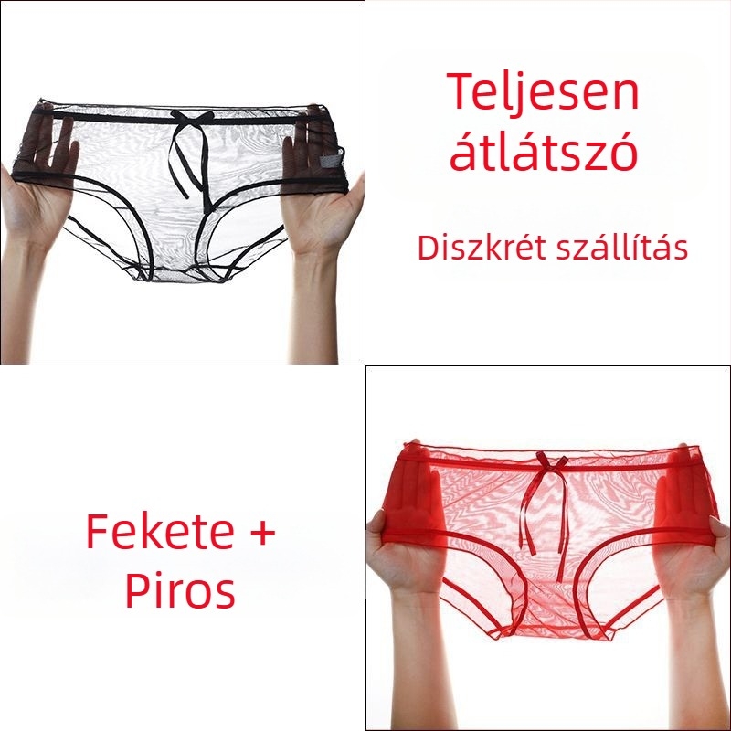 Női crotchless hálószövetes csipkés bugyi, varrás nélküli, ultra vékony, középmagas derekú, plusz méret