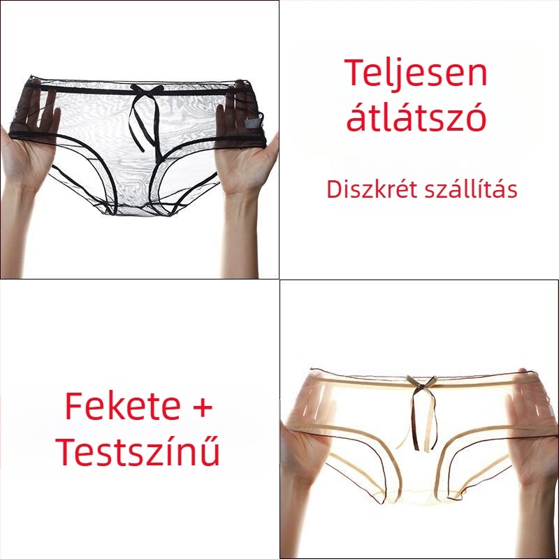 Női crotchless hálószövetes csipkés bugyi, varrás nélküli, ultra vékony, középmagas derekú, plusz méret