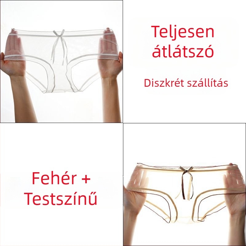 Női crotchless hálószövetes csipkés bugyi, varrás nélküli, ultra vékony, középmagas derekú, plusz méret