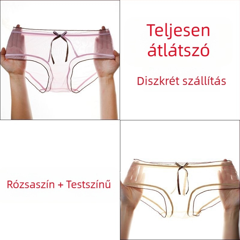 Női crotchless hálószövetes csipkés bugyi, varrás nélküli, ultra vékony, középmagas derekú, plusz méret