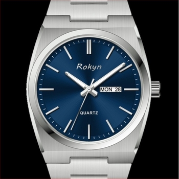 Ultra vékony luxus férfi karóra, kvarcmozgás, 30 m vízállóság, kettős naptár és hét nap kijelző, rozsdamentes acél tokkal és szíjjal