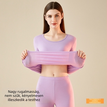 Varrásmentes pamut őszi-téli melegítő készlet nőknek – alapréteg felső és nadrág