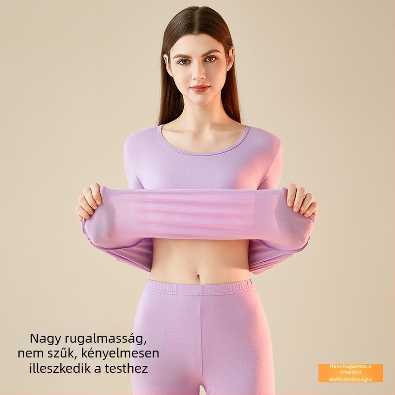 Varrásmentes pamut őszi-téli melegítő készlet nőknek – alapréteg felső és nadrág