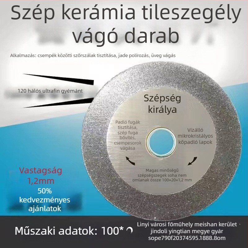 Gyémánt vágókorong csempék fugáinak tisztításához, Kidooli, fém kivitel, specifikáció 1.2, háztartási használatra