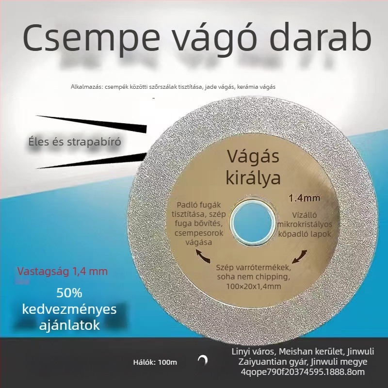 Gyémánt vágókorong csempék fugáinak tisztításához, Kidooli, fém kivitel, specifikáció 1.2, háztartási használatra