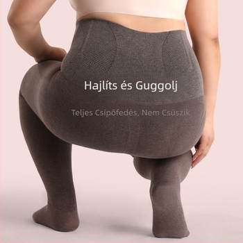 Fekete női pluszméretű téli leggings fleece bélelt, vastag anyag, stabil illeszkedés, alkalmas külső viseletre, akár 100 kg-ig