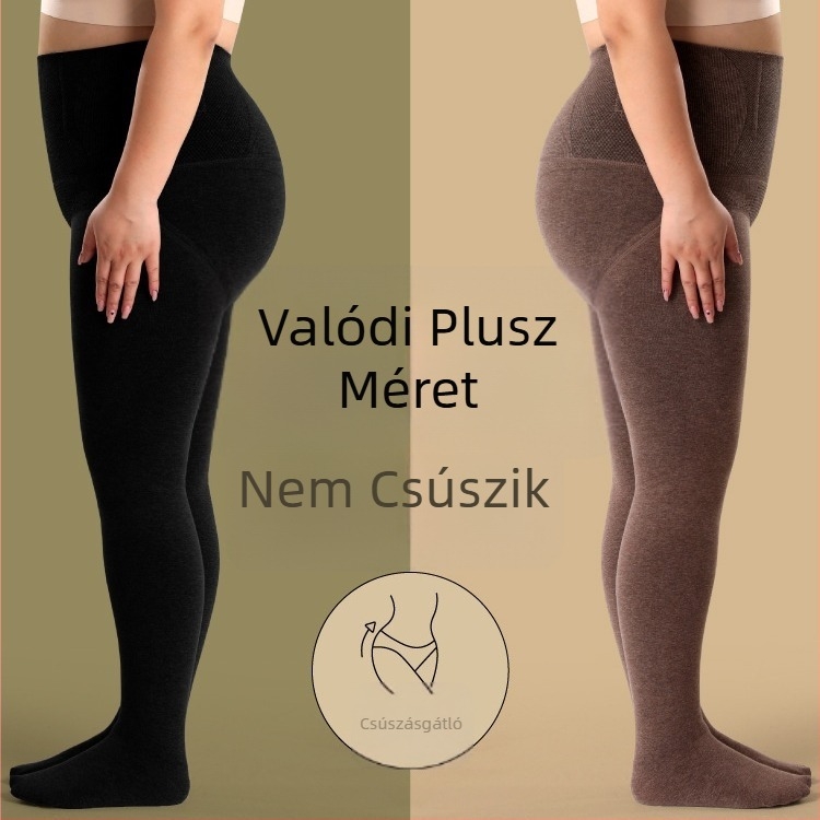 Fekete női pluszméretű téli leggings fleece bélelt, vastag anyag, stabil illeszkedés, alkalmas külső viseletre, akár 100 kg-ig