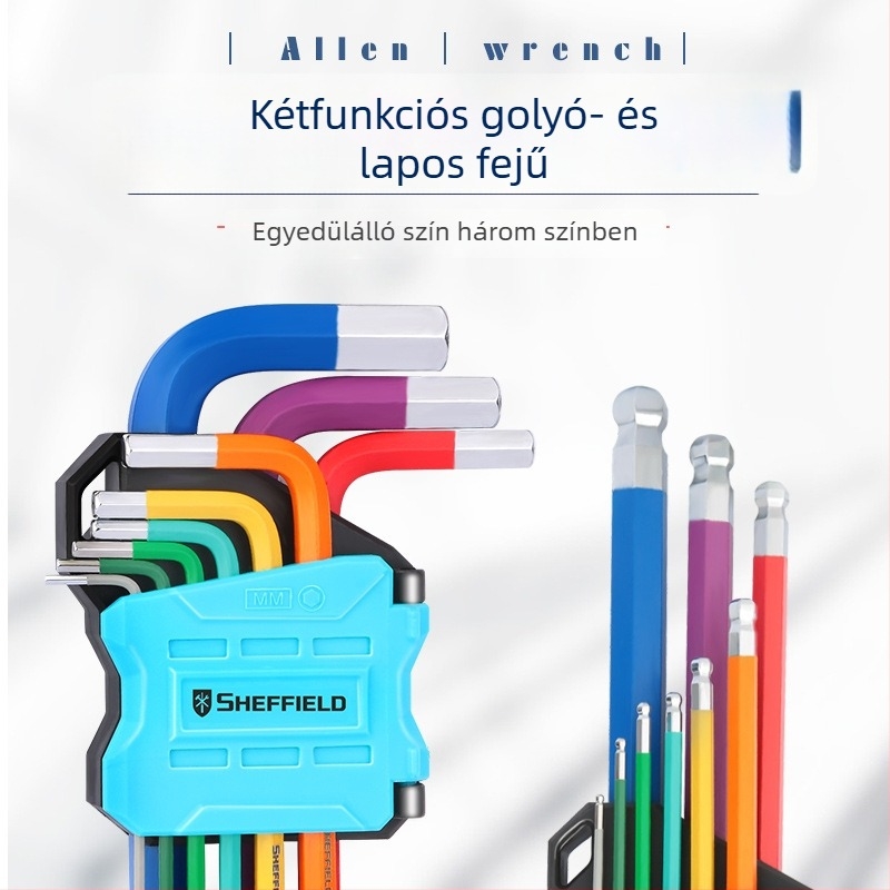 Steel Shield Allen kulcs készlet, króm-vanádium acélból, magas keménység, hosszított belső hatszög fej