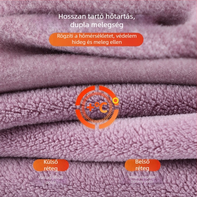 Női ultra vastag vulkáni bársony termoszett fleece bélésével, téli alapréteg: hosszú ujjú felső és hosszú nadrág, egyszínű.