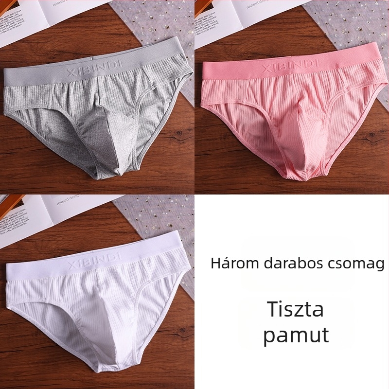 Férfi háromszög alakú alsónemű, alacsony derék, U- alakú zseb, lélegző pamut-elasztán keverék