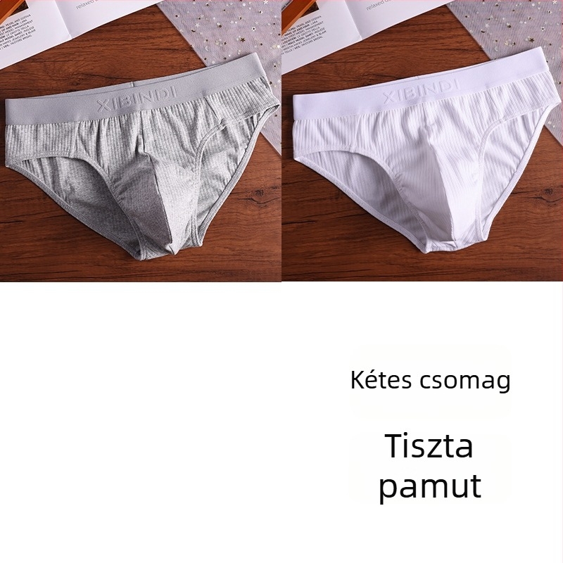 Férfi háromszög alakú alsónemű, alacsony derék, U- alakú zseb, lélegző pamut-elasztán keverék