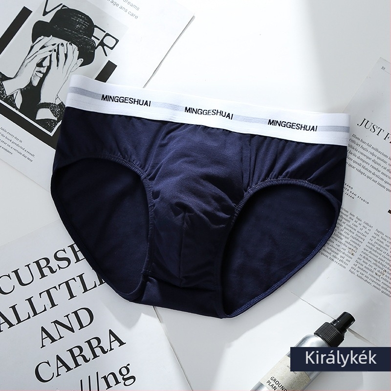 Férfi pamut briefek, lélegző, kötött, középmagas derekú