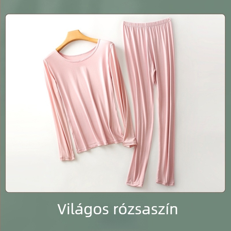 Női Modal termoszett: pulóveres felső kerek nyakkal és hosszú ujjakkal, nadrág, közepes súlyú anyag 181–200 g/m2