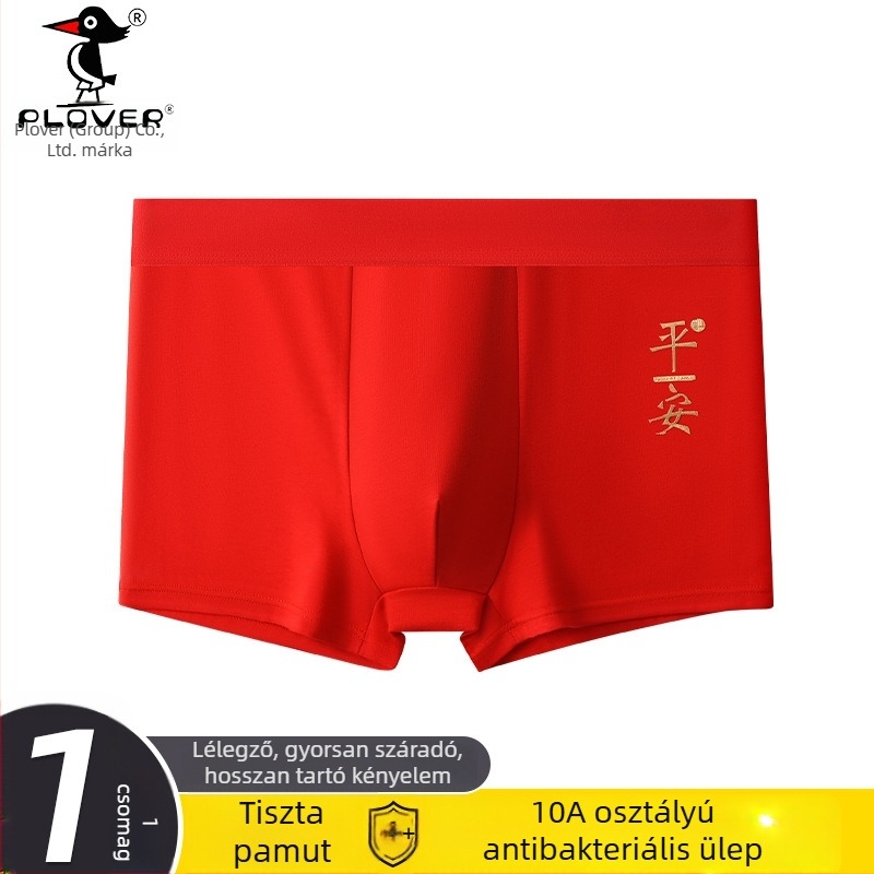 Vörös pamut férfi boxeralsó, kiadás a születési évre, prémium, nagy méret