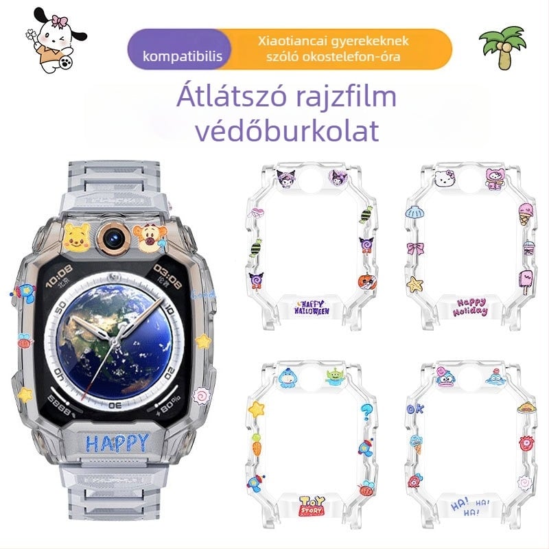 Little Genius karóra rajzfilmszerű védőtokja Z9/Z10 és Z6Pro/Z7/Z8A számára – TPU anyag, D2A/D3 matrica mellékelve